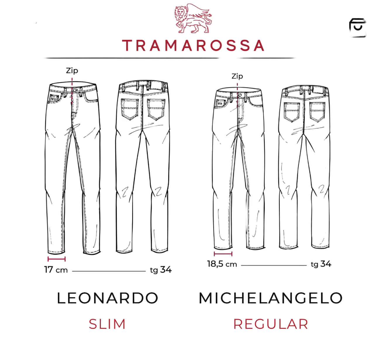 Tramarossa Michelangelo jeans front view
2. Tramarossa Michelangelo jeans back view
3. Tramarossa dark blue denim D452 close-up
4. Tramarossa leather patch close-up
5. Michelangelo straight fit full body
6. Dark blue denim texture Tramaros