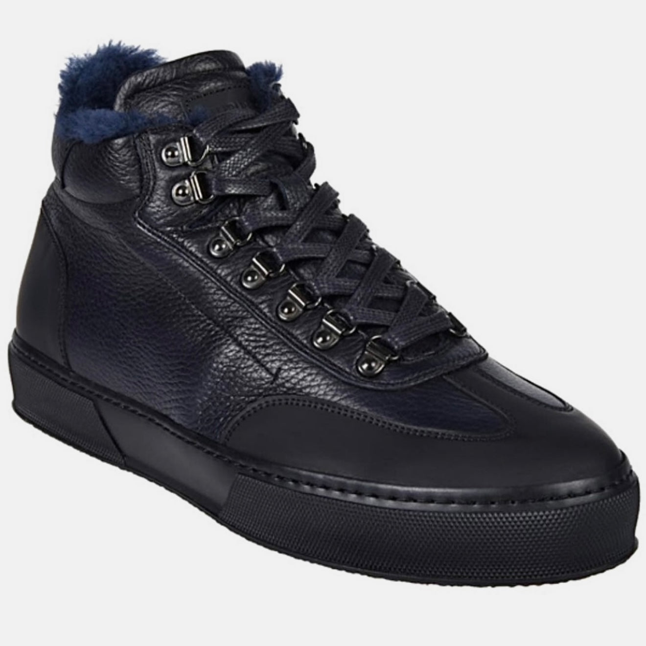 Blu Barrett men's winter sneakers in deer leather with natural fur insulation - front view | Чоловічі зимові кросівки Blu Barrett зі шкіри оленя з натуральним хутряним утепленням - вид спереду
