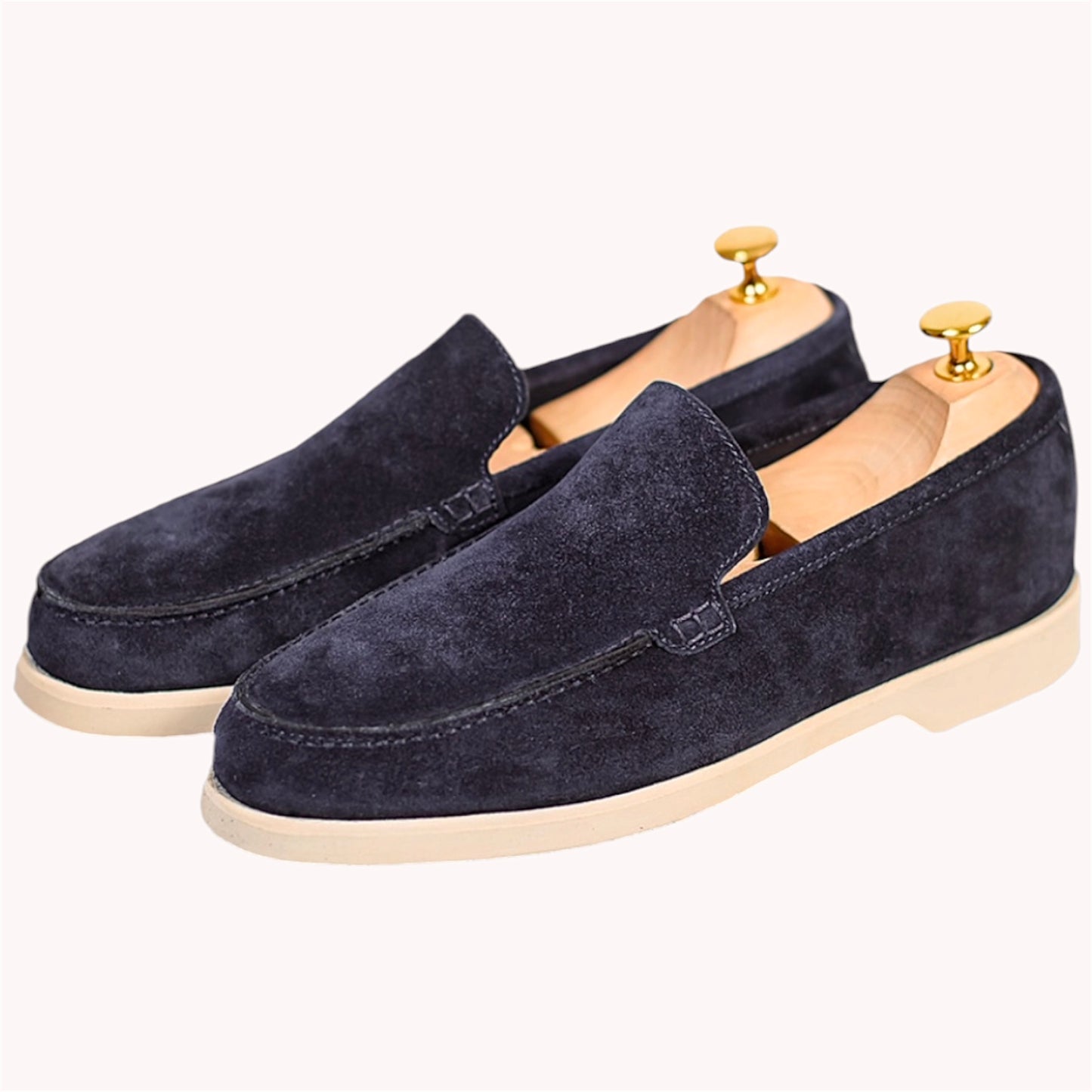     Men’s navy suede loafers Pellettieri di Parma side view
