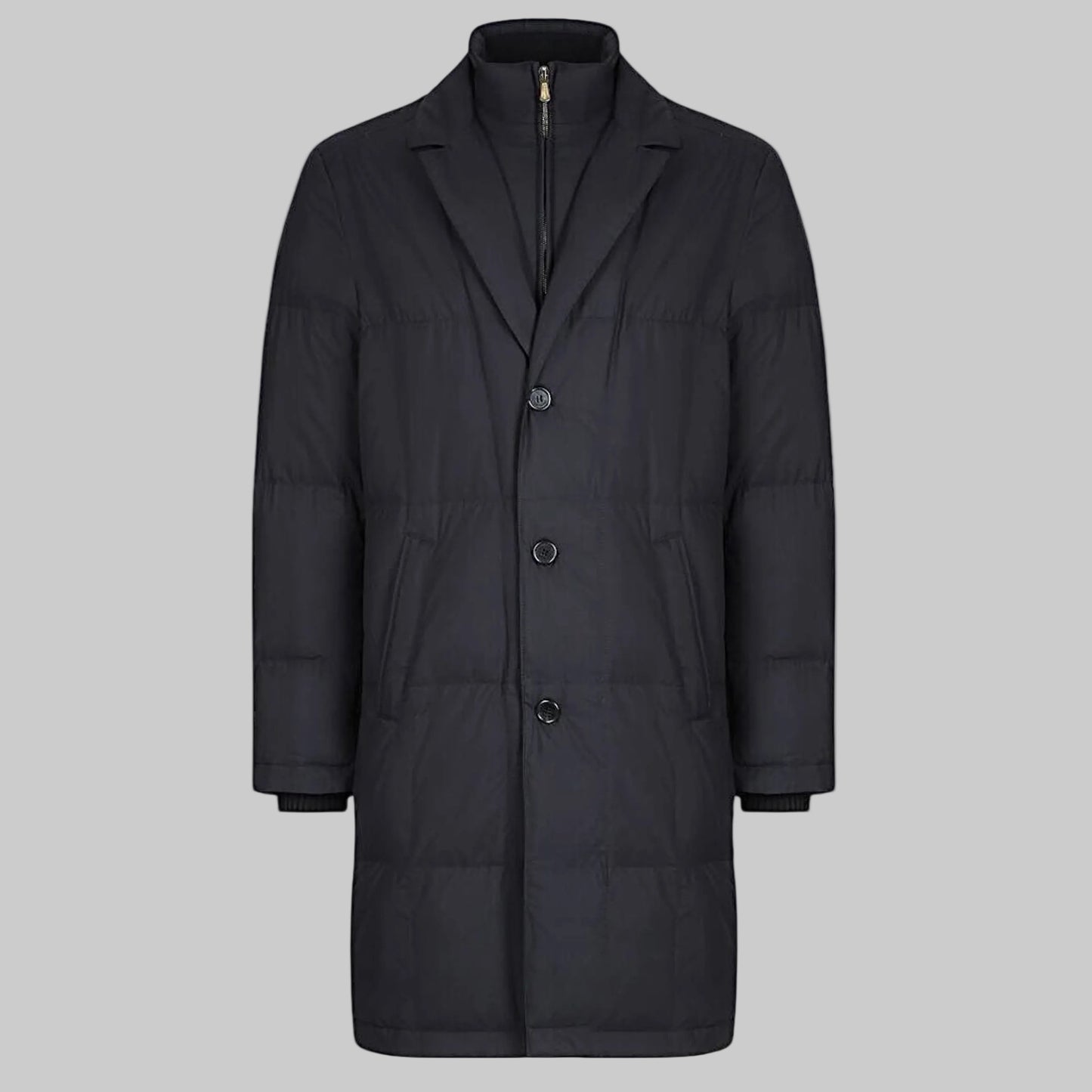 Пуховик Mandelli з шовку синій зимовий подовжений 