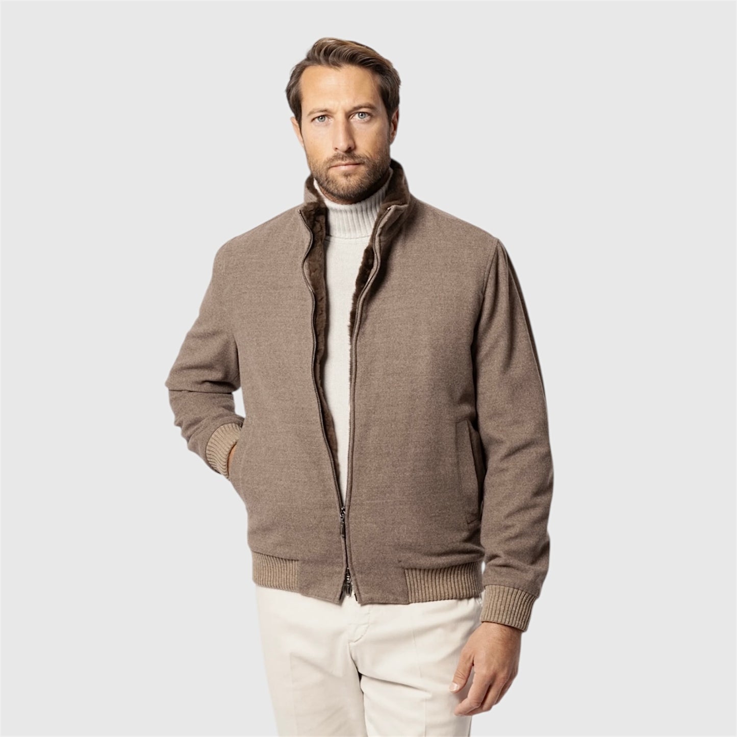 БОМБЕР З ВОВНИ ТА НАТУРАЛЬНИМ ХУТРОМ  Doriani