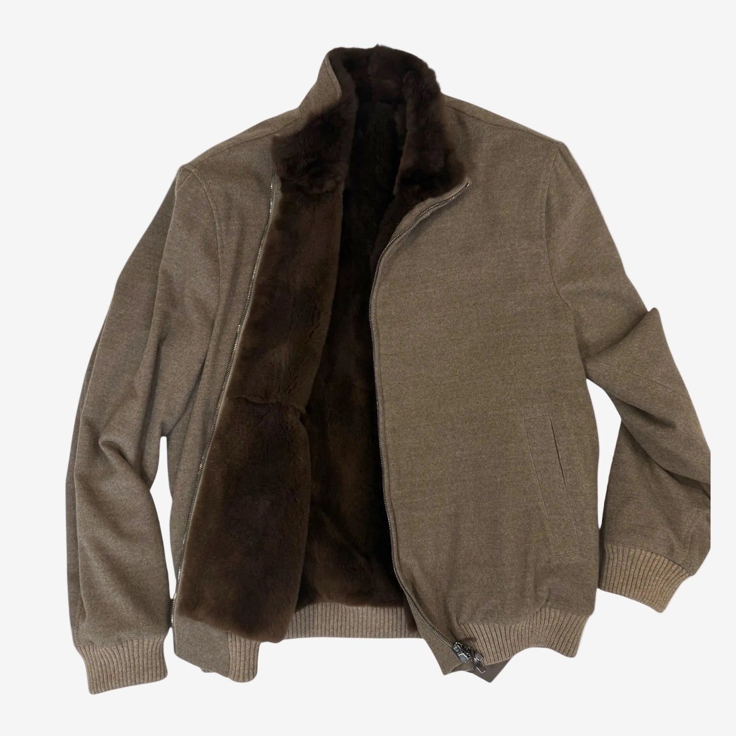 Doriani men’s cashmere bomber jacket, brown, front view